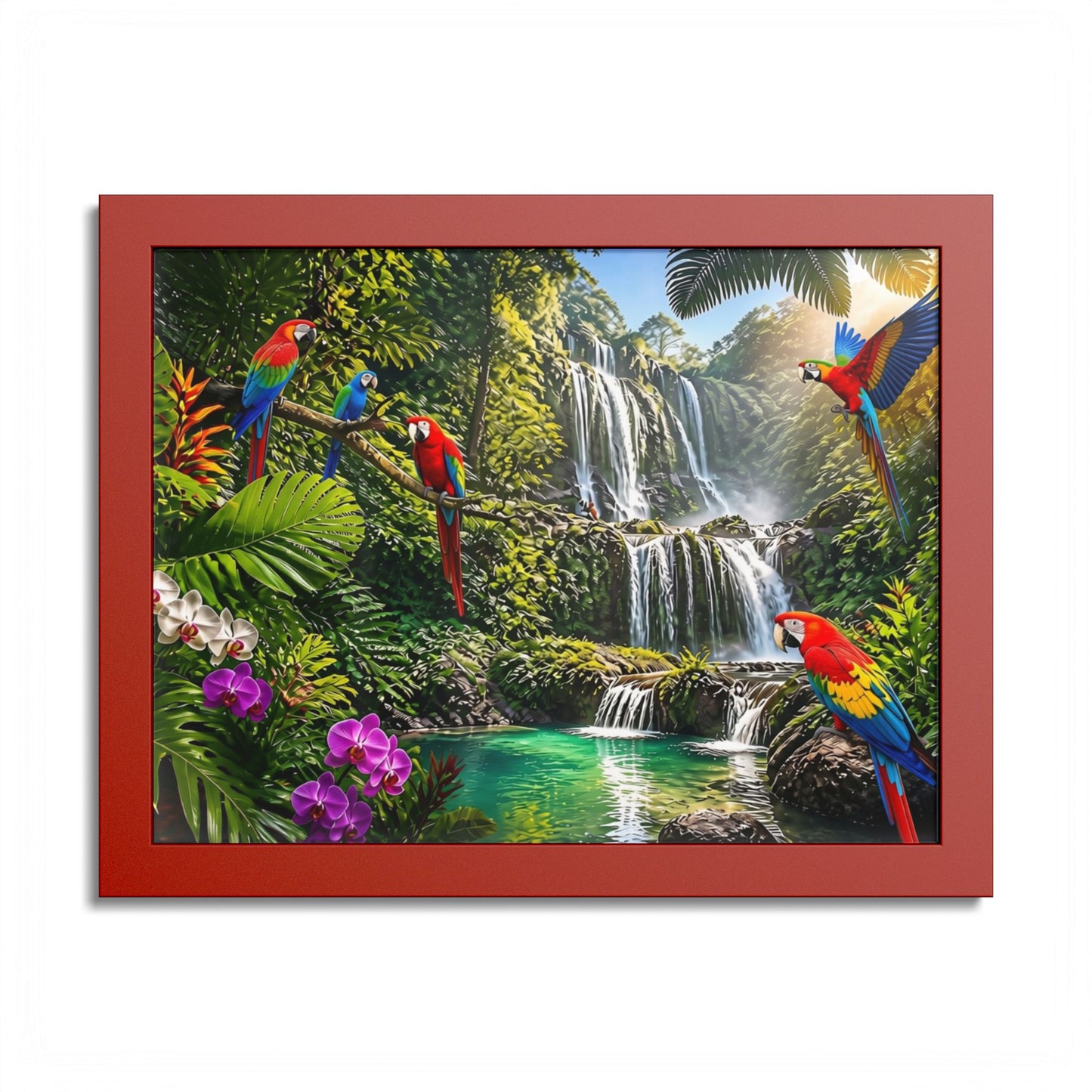 Tropical Waterfall Parrot Poster