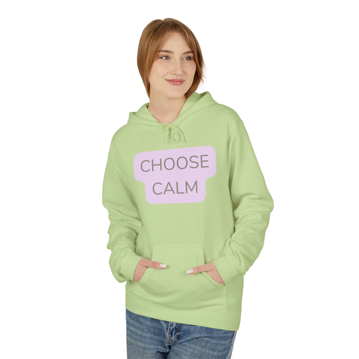 Choose Calm Unisex Midweight Softstyle Hoodie — Minimal Pastel Graphic Relaxation Sweatshirt