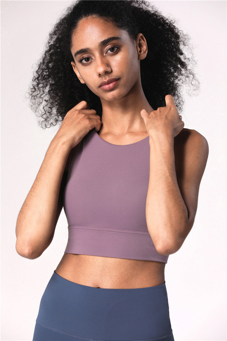 Women's Cross-Back Strappy Longline Yoga Bra – Supportive Fitness Gym Top