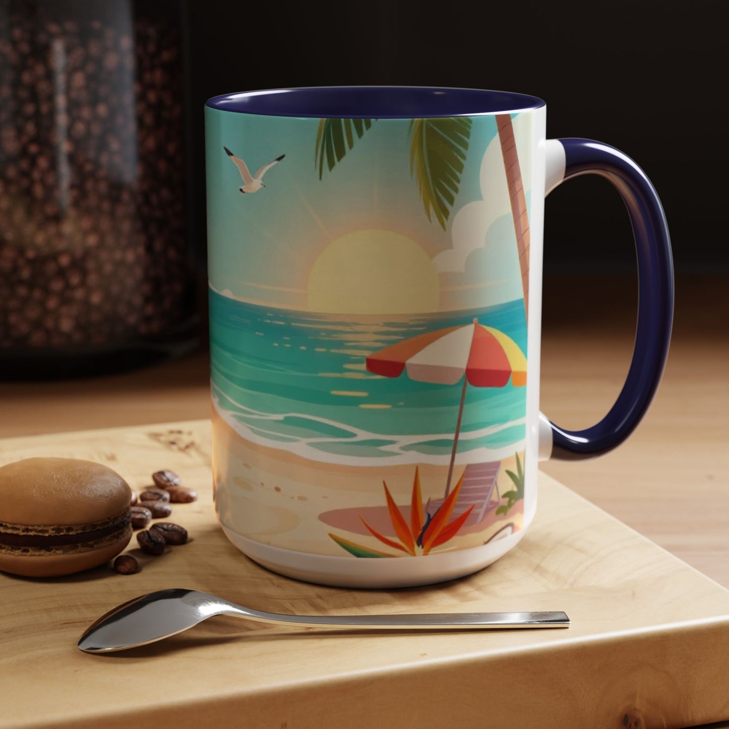 Beach Sunrise Coffee Mug — Tropical Ocean Scene Accent Mug (11/15oz)