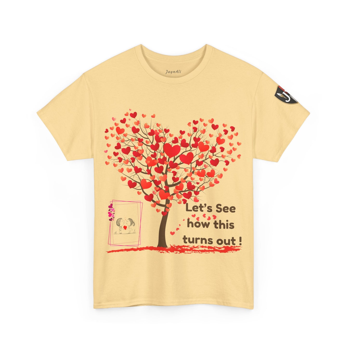 Heartfelt Unisex Heavy Cotton Tee - Perfect for Valentine's Day, Romantic Gifts, Heart Tree Design, Casual Wear, Everyday Comfort
