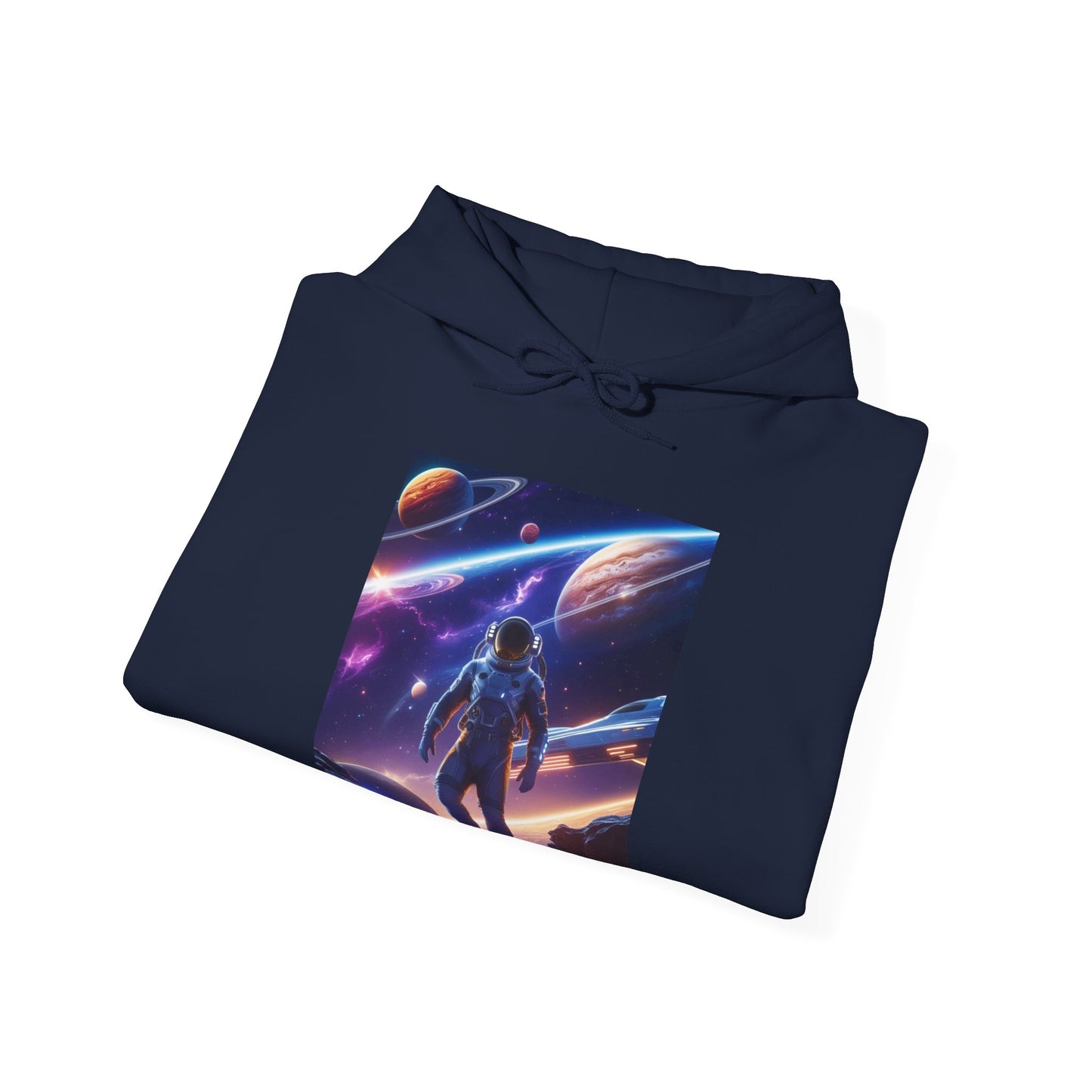 Cosmic Adventure Hooded Sweatshirt - Starry Night Graphic Unisex Sweatshirt