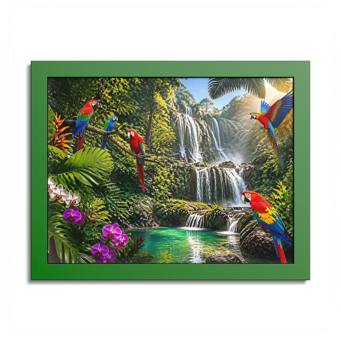 Tropical Waterfall Parrot Poster