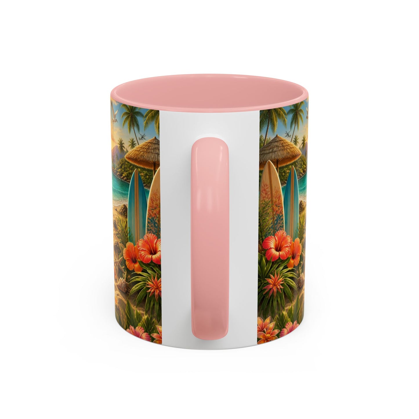 Tropical Beach Coffee Mug – Sunset Luau Hawaiian Floral Accent
