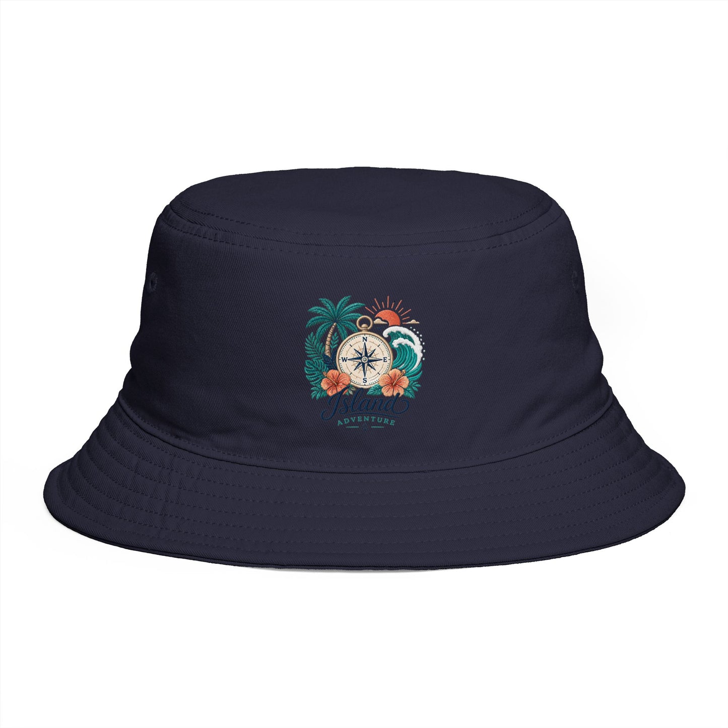 Tropical Compass Bucket Hat — Vintage Beach Palm Sun Design