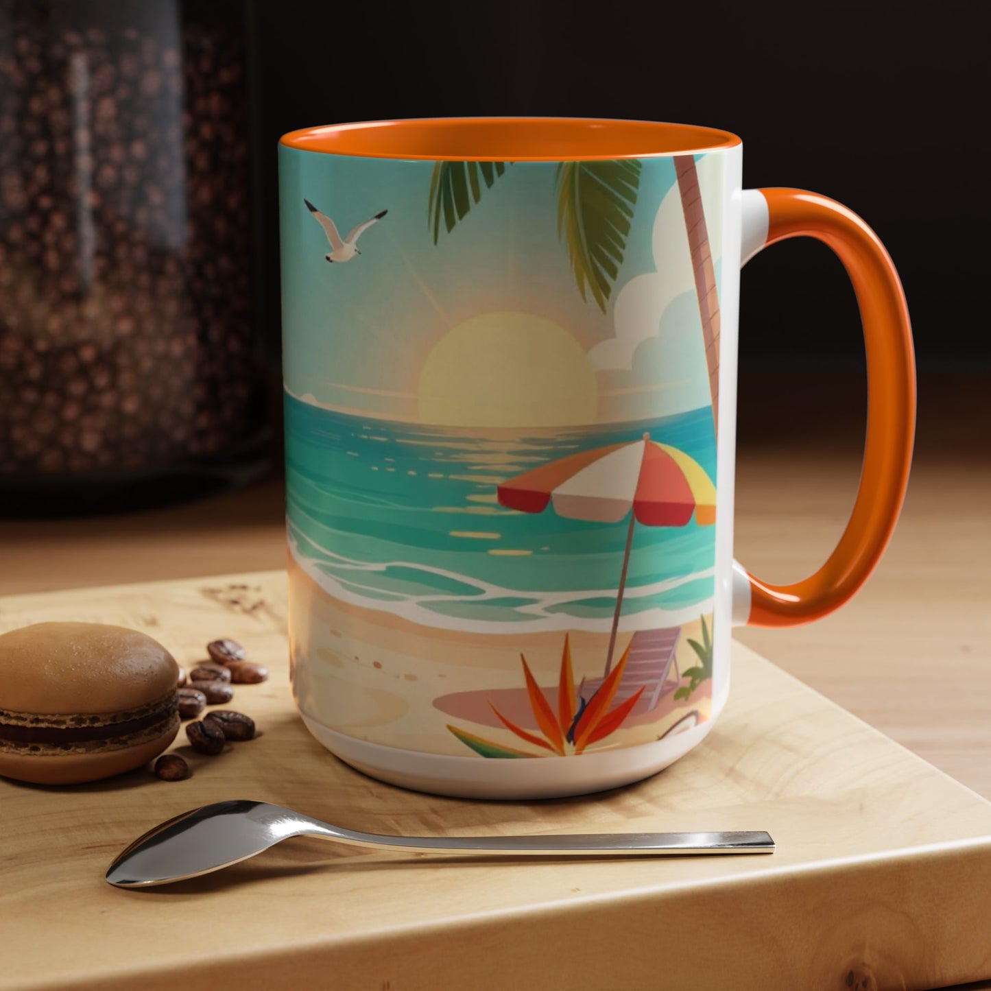 Beach Sunrise Coffee Mug — Tropical Ocean Scene Accent Mug (11/15oz)