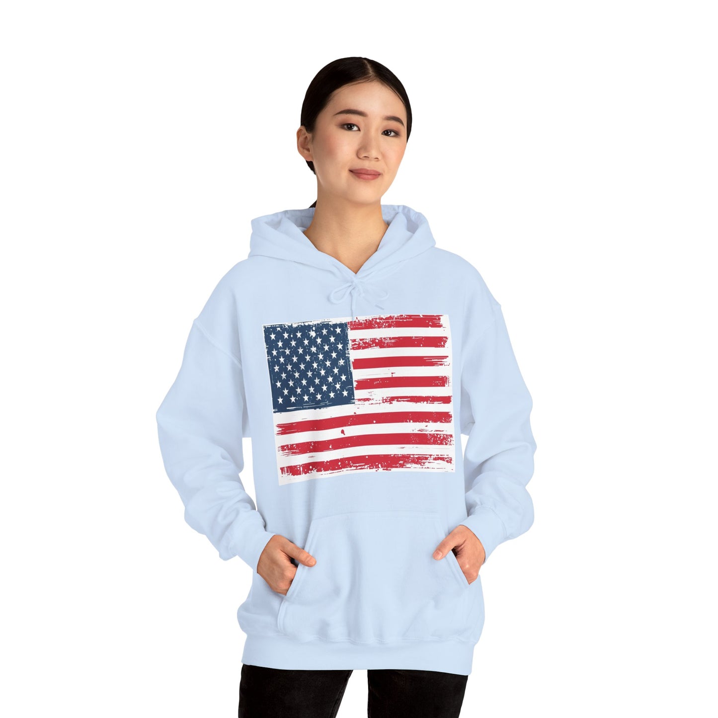 Vintage American Flag Hoodie, Unisex Sweatshirt for Independence Day, Patriotic Gift, Cozy Outerwear, 4th of July Celebration
