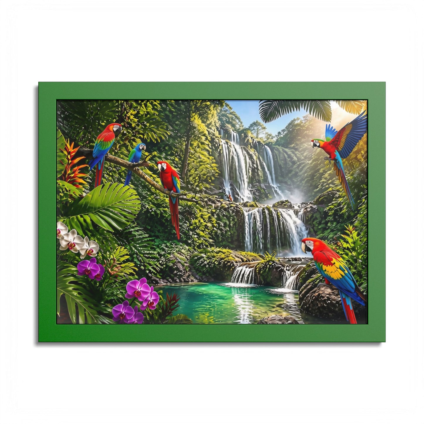 Tropical Waterfall Parrot Poster