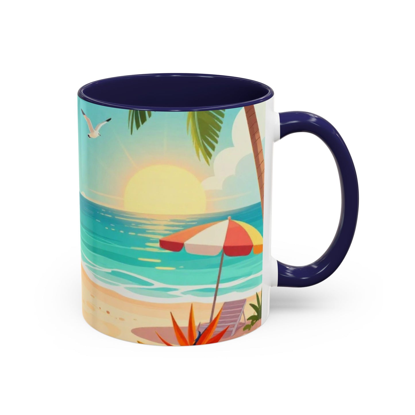 Beach Sunrise Coffee Mug — Tropical Ocean Scene Accent Mug (11/15oz)