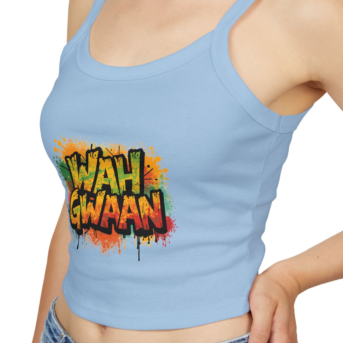 Wah Gwaan Women's Tank Top — Caribbean Vibes Spaghetti Strap Tee