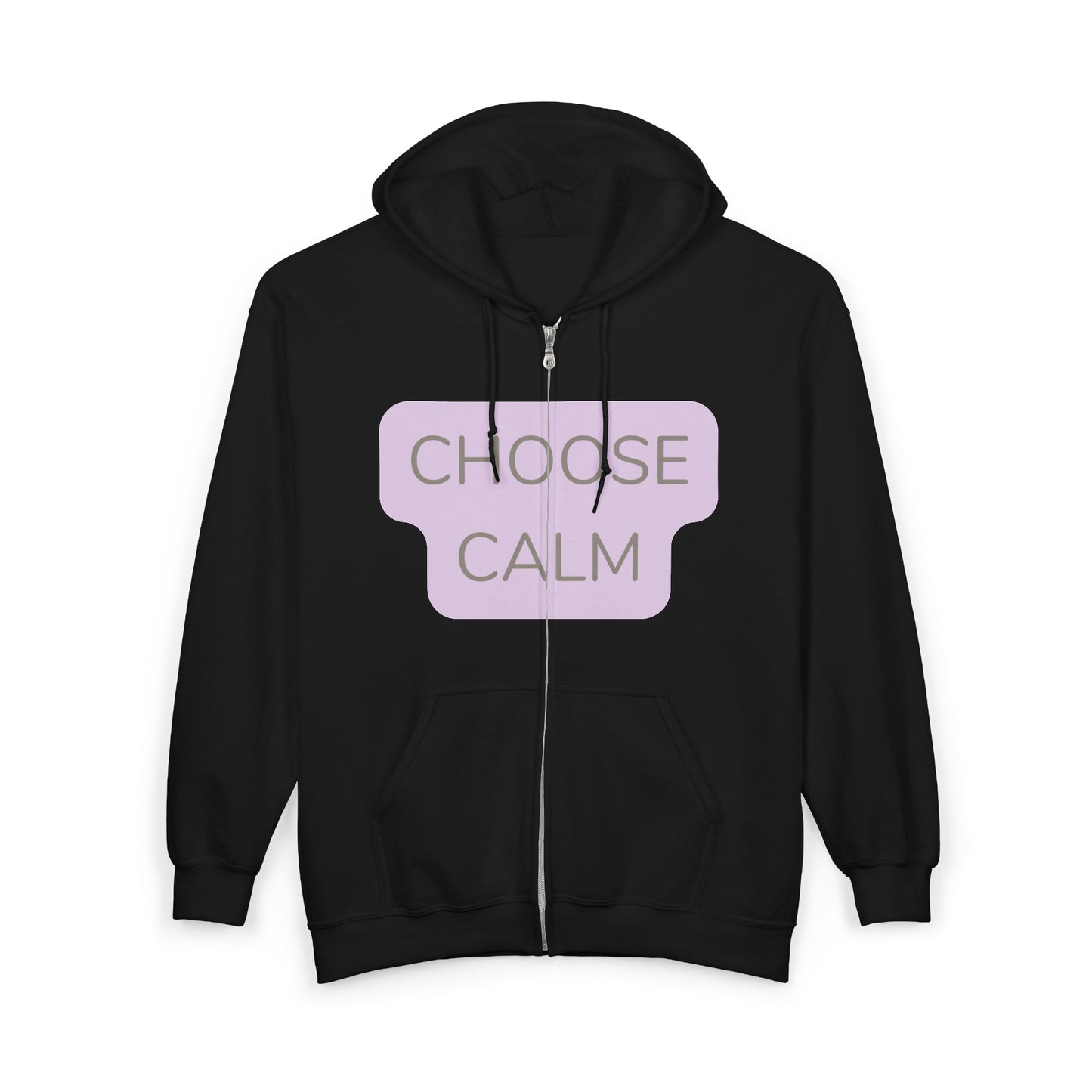 Choose Calm Zip Unisex Heavy Blend Hoodie — Relaxation Graphic Full-Zip Hoodie