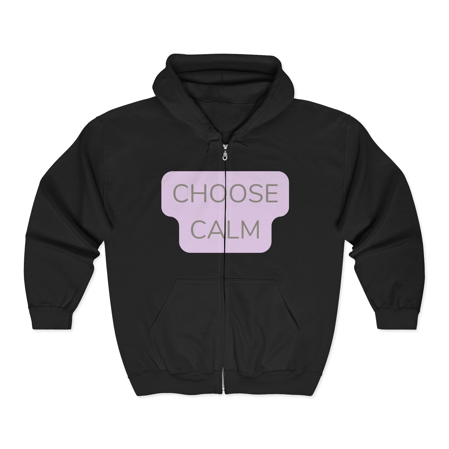 Choose Calm Zip Unisex Heavy Blend Hoodie — Relaxation Graphic Full-Zip Hoodie