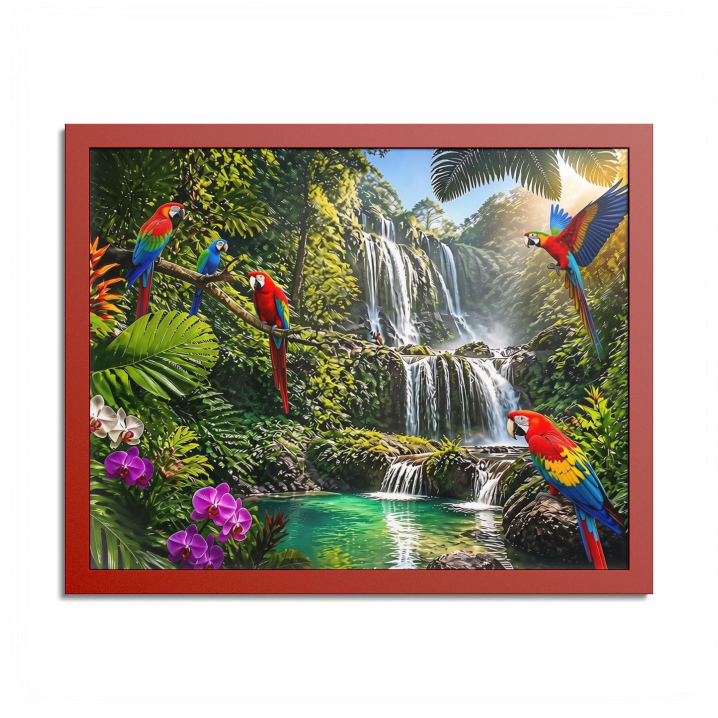 Tropical Waterfall Parrot Poster