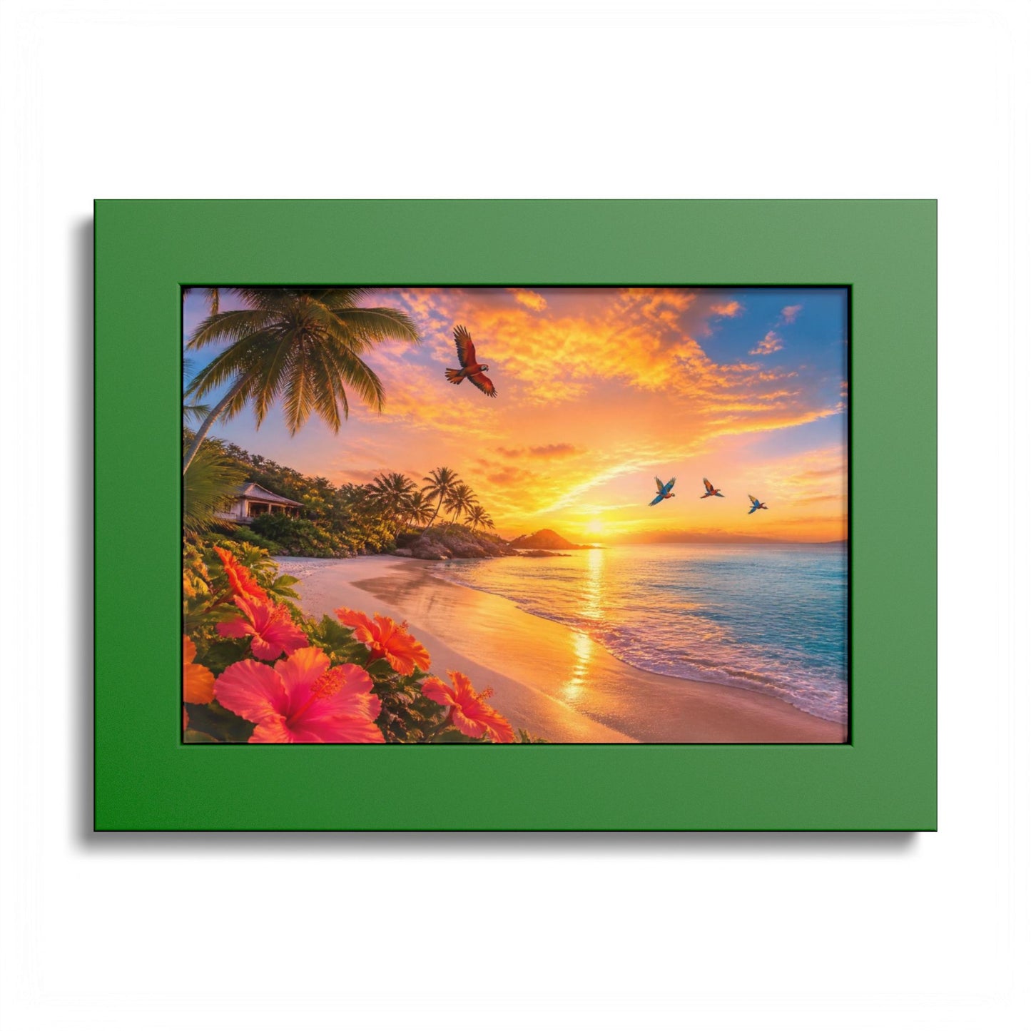 Tropical Sunset Framed Poster — Colorful Beach Wall Art