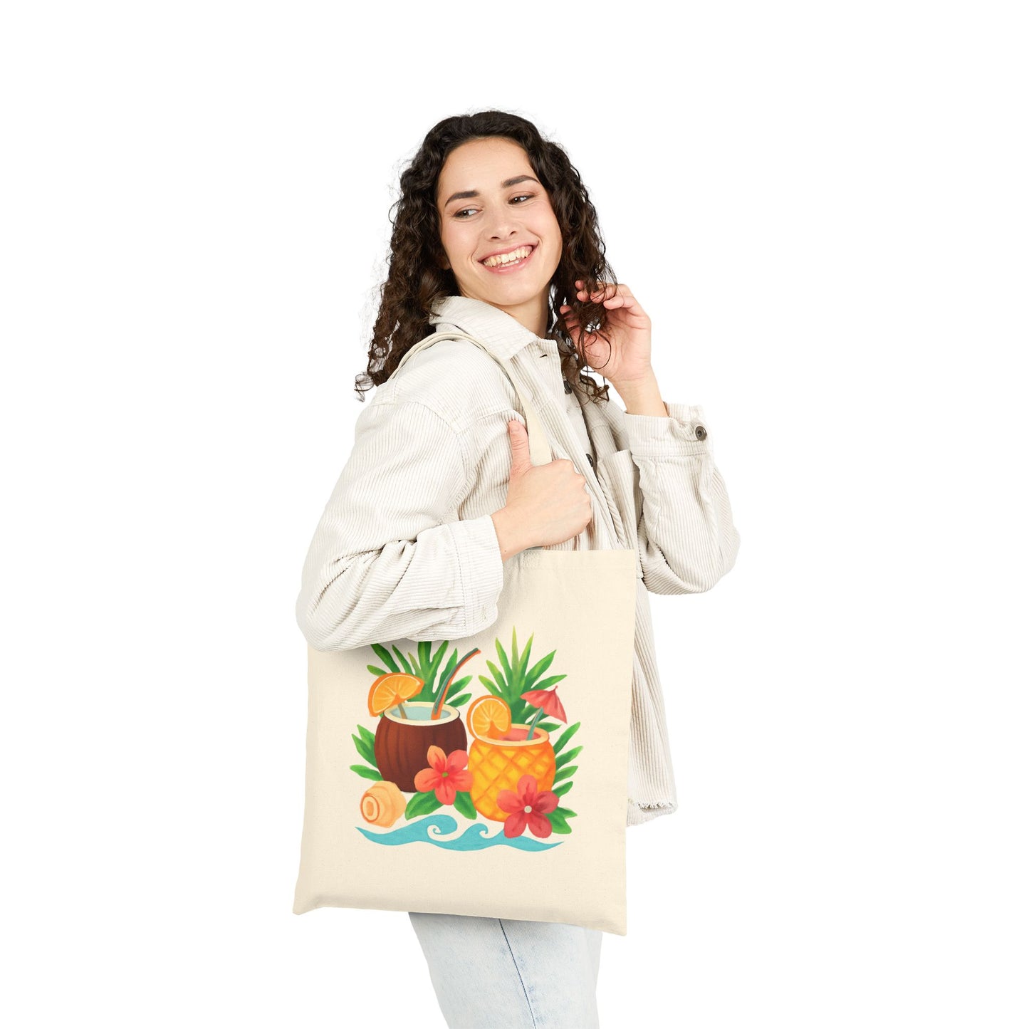 Tote Bag — Tropical Pineapple & Coconut Cocktail Canvas Tote