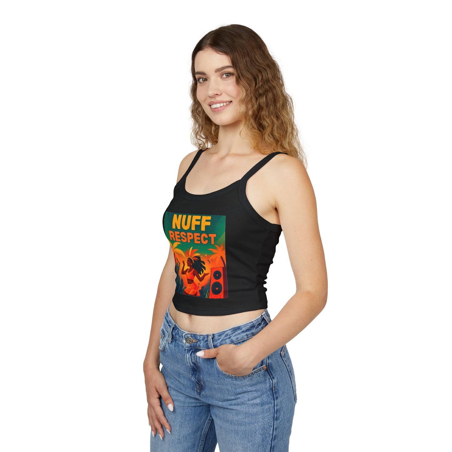 Nuff Respect Crop Tank Top — Women's Spaghetti Strap Summer Tank
