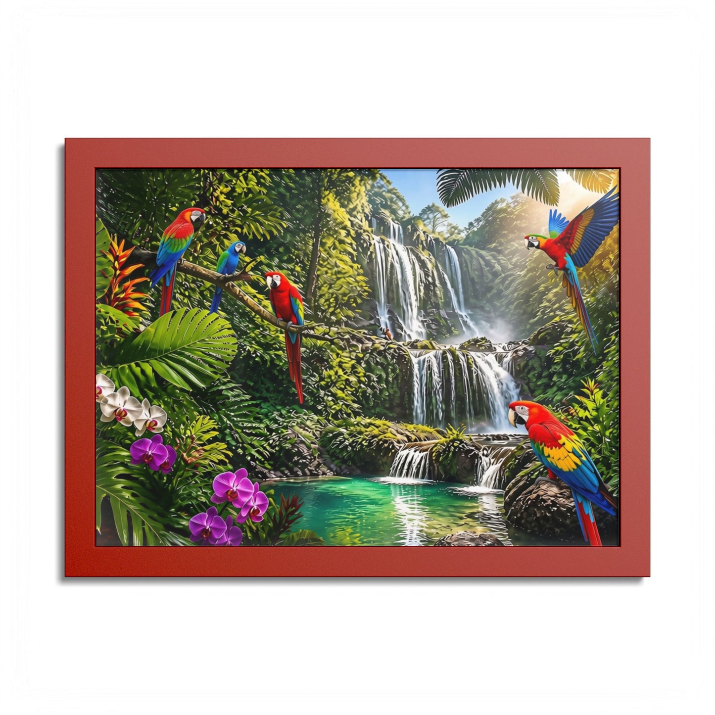 Tropical Waterfall Parrot Poster
