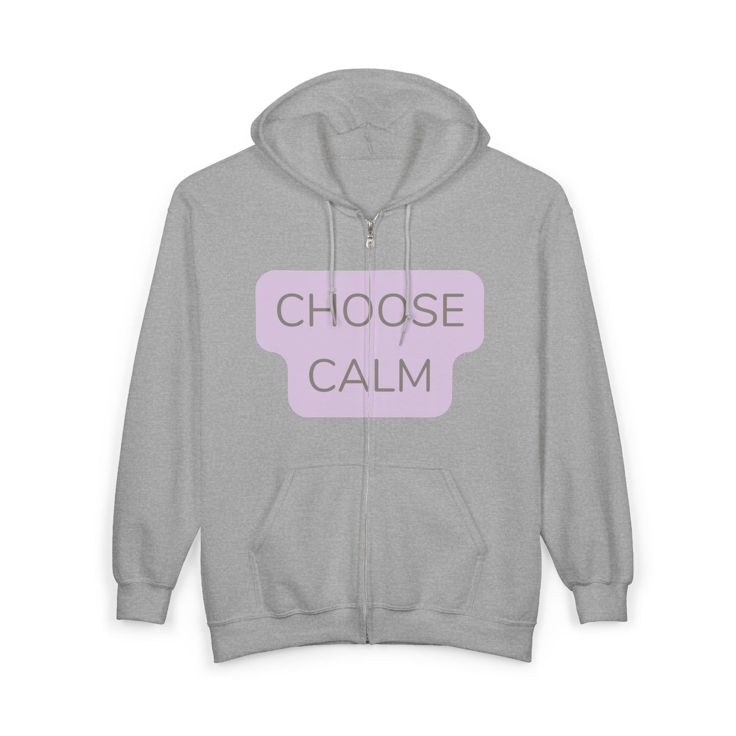 Choose Calm Zip Unisex Heavy Blend Hoodie — Relaxation Graphic Full-Zip Hoodie