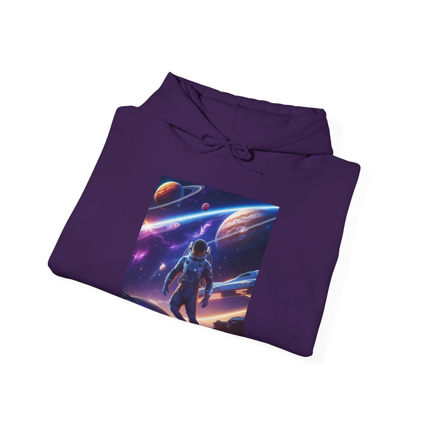 Cosmic Adventure Hooded Sweatshirt - Starry Night Graphic Unisex Sweatshirt