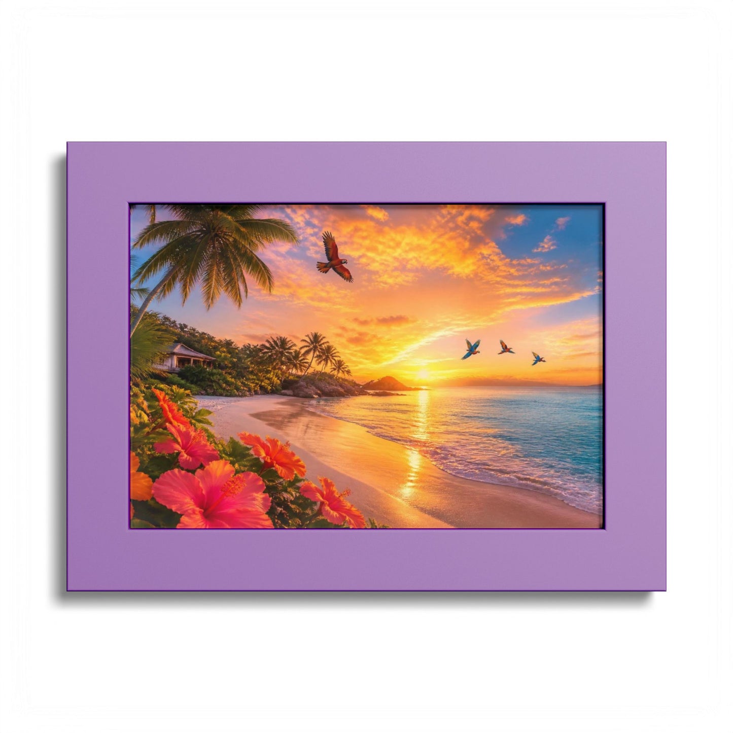 Tropical Sunset Framed Poster — Colorful Beach Wall Art