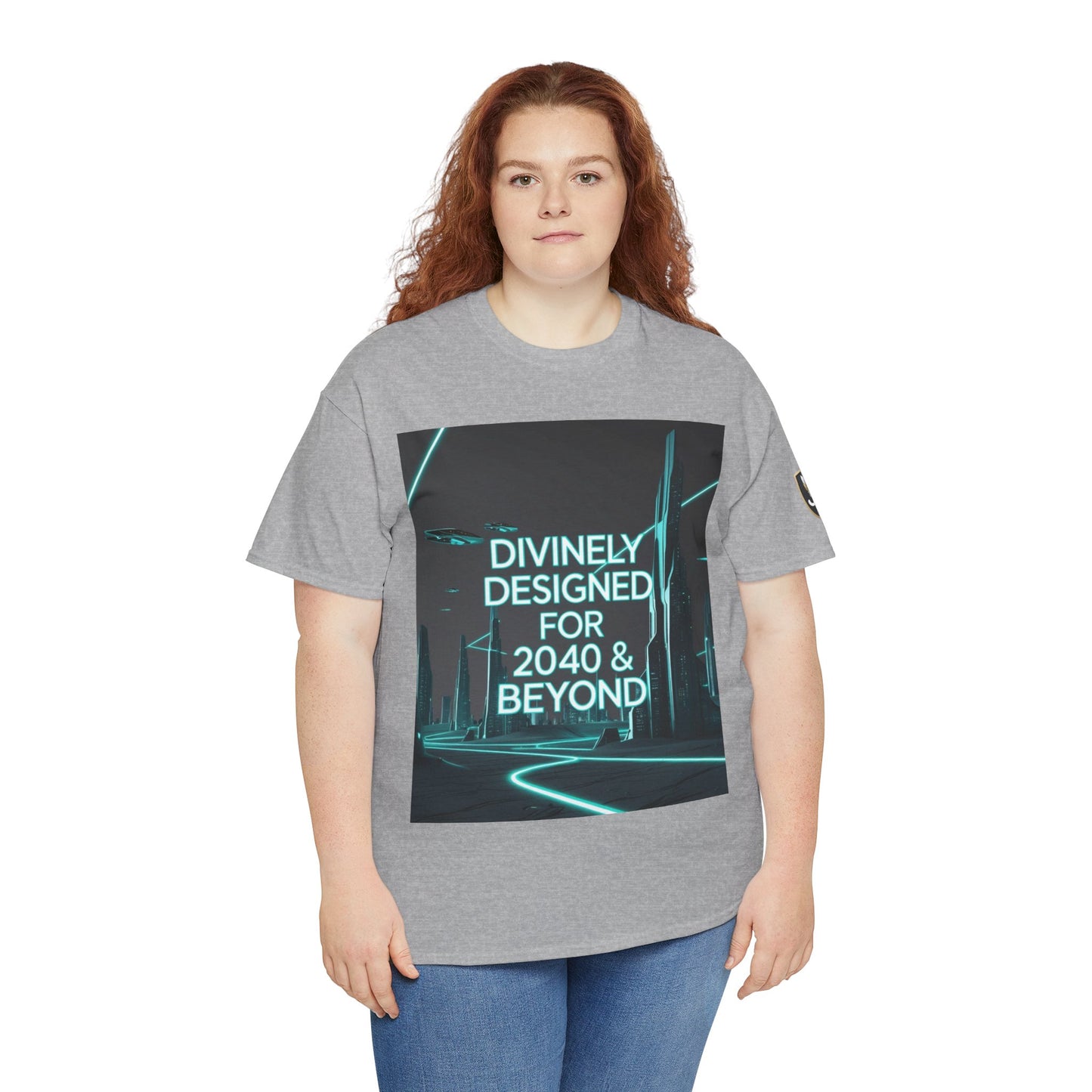 Futuristic Urban Tee for Tech Lovers - Unisex Heavy Cotton