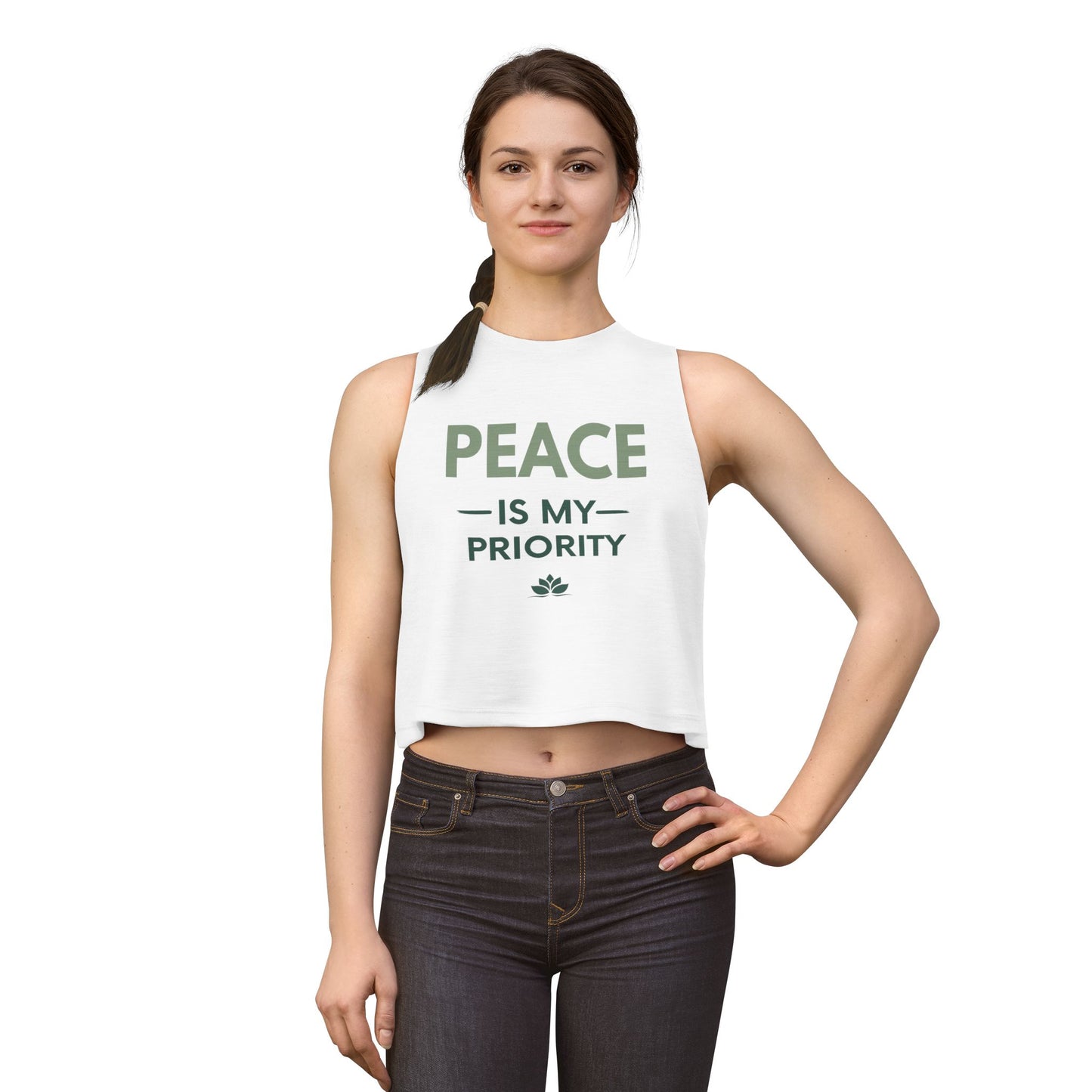 Peace Is My Priority Crop Top — Women's Relaxed Yoga Tank