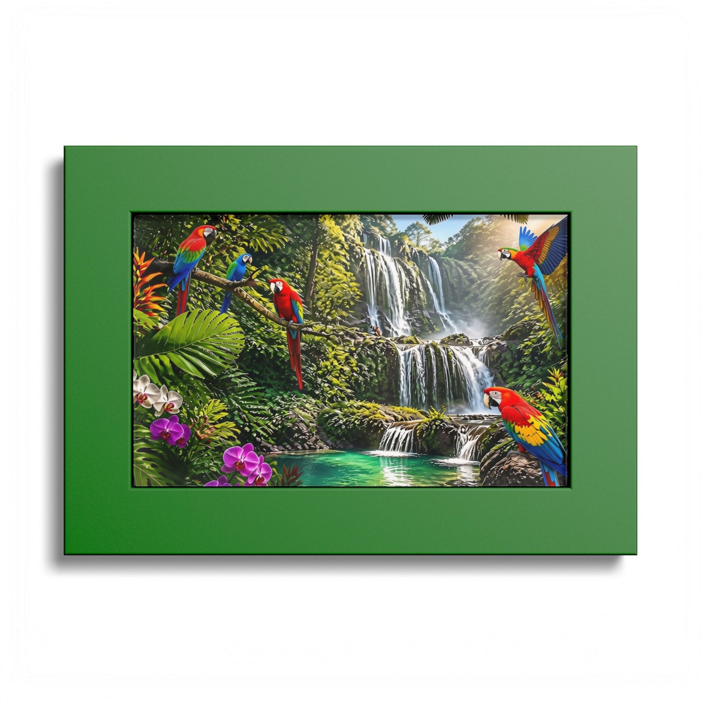 Tropical Waterfall Parrot Poster