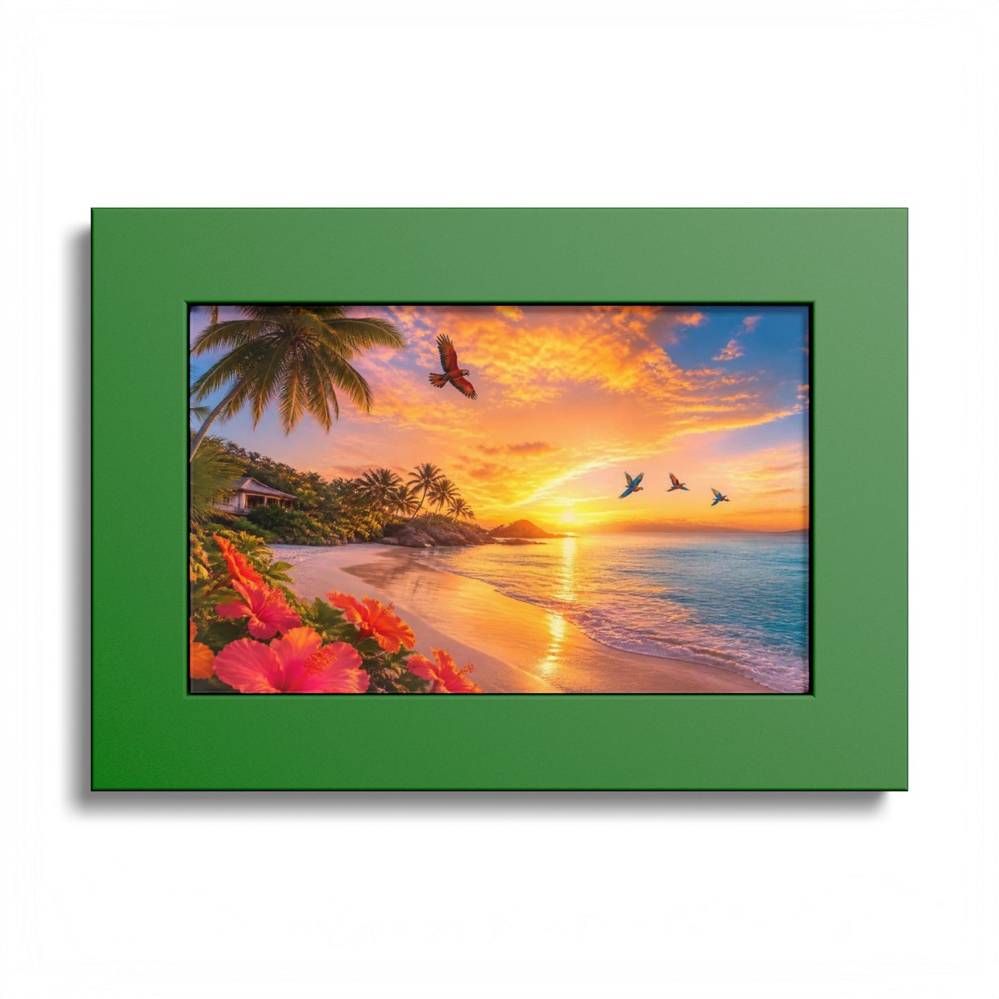 Tropical Sunset Framed Poster — Colorful Beach Wall Art