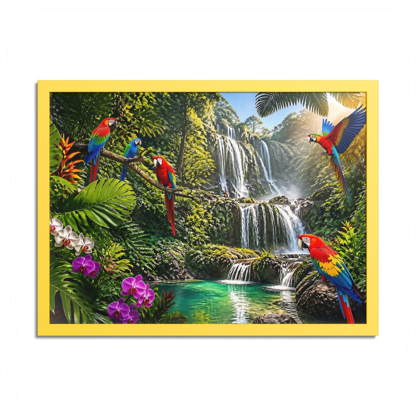 Tropical Waterfall Parrot Poster