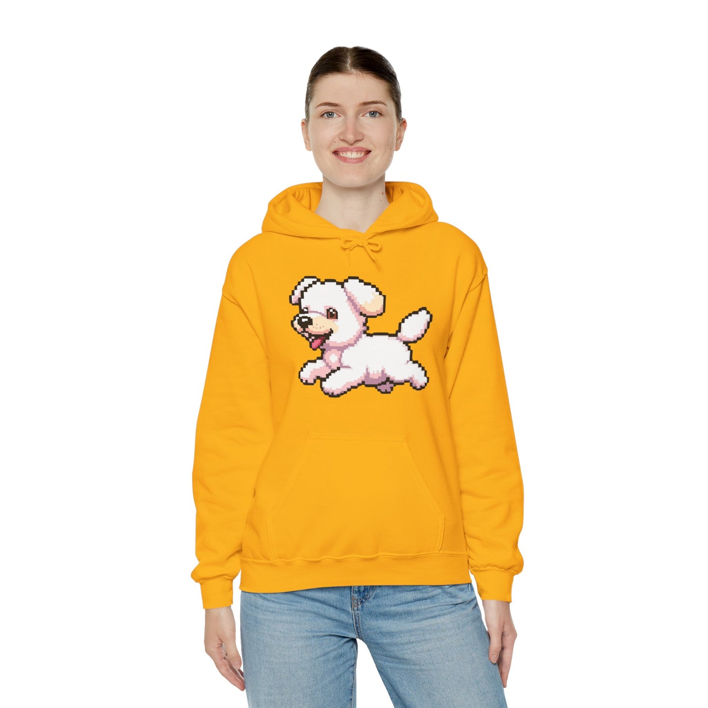 Pixelated Dog Unisex Hoodie, Cozy Pet Lover Sweatshirt, Cute Dog Design, Gift for Animal Lovers, Ideal for Casual Wear, Perfect for Holidays
