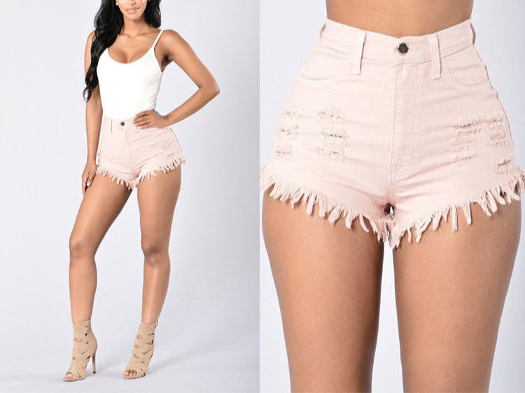 Stretch Sexy Frayed Denim Shorts Women's Hot Pants