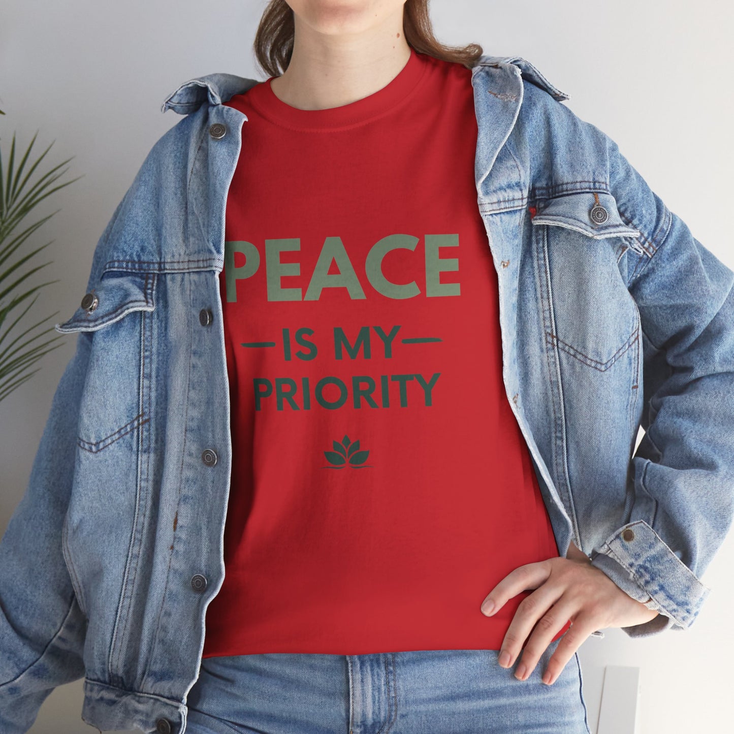 Peace is My Priority Unisex Heavy Cotton Tee, Relaxed Fit T-Shirt, Mindfulness Shirt, Gift for Meditation Lovers
