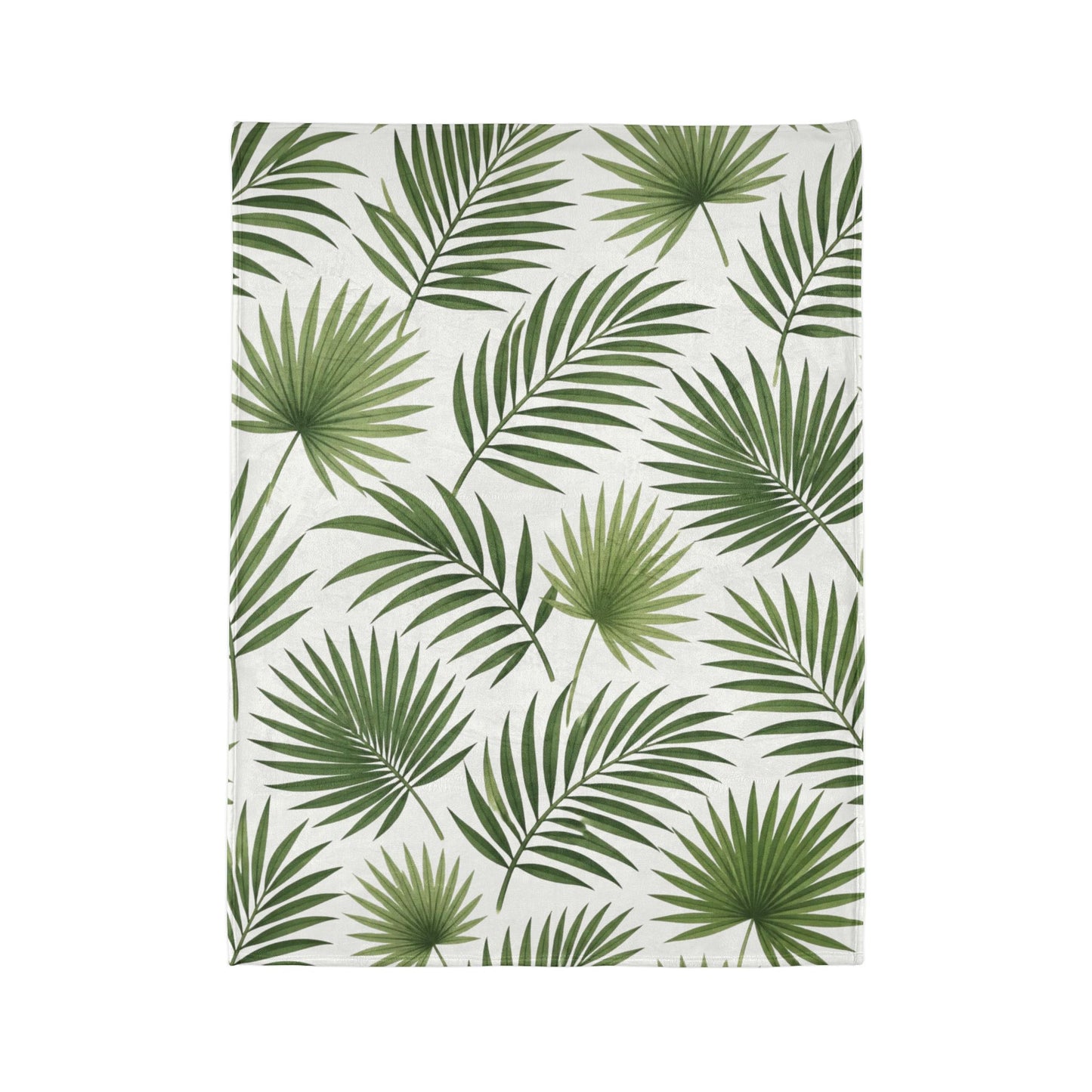 Tropical Palm Leaf Throw Blanket – Green Botanical Polyester Blanket