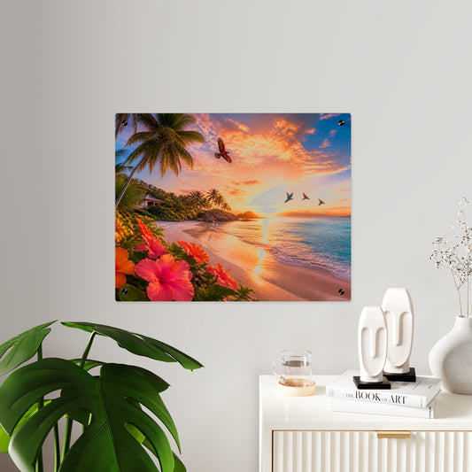 Tropical Beach Sunset Acrylic Wall Art Panel