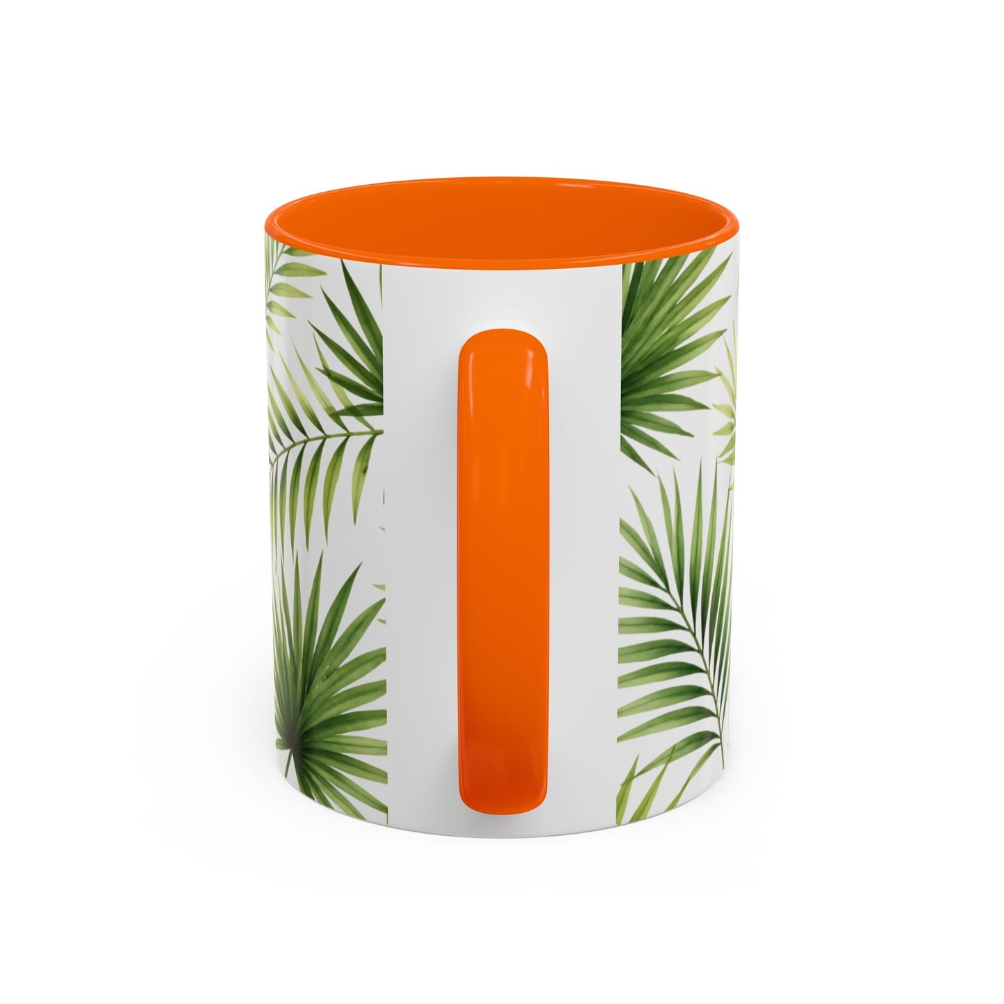 Tropical Palm Accent Coffee Mug – Green Leaf Pattern, 11/15oz