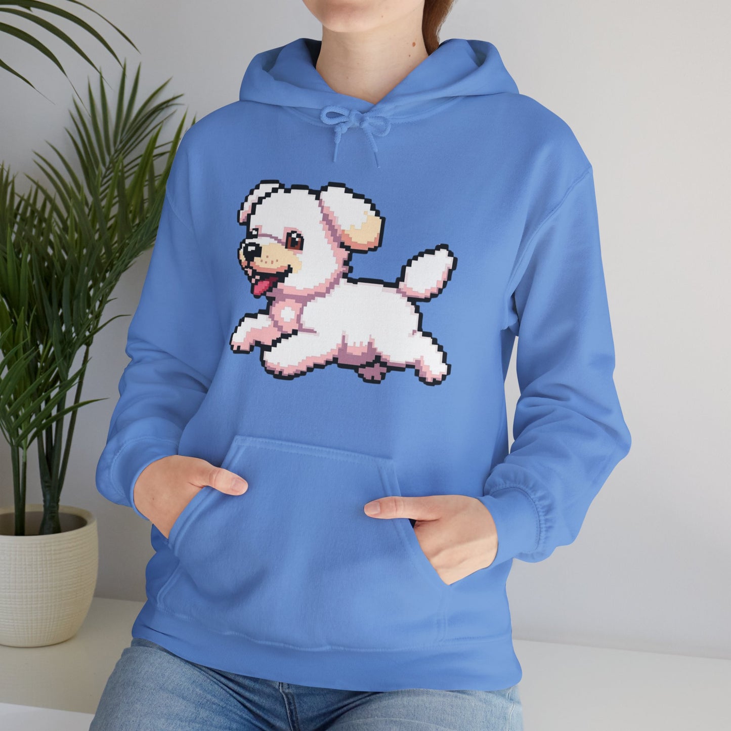 Pixelated Dog Unisex Hoodie, Cozy Pet Lover Sweatshirt, Cute Dog Design, Gift for Animal Lovers, Ideal for Casual Wear, Perfect for Holidays