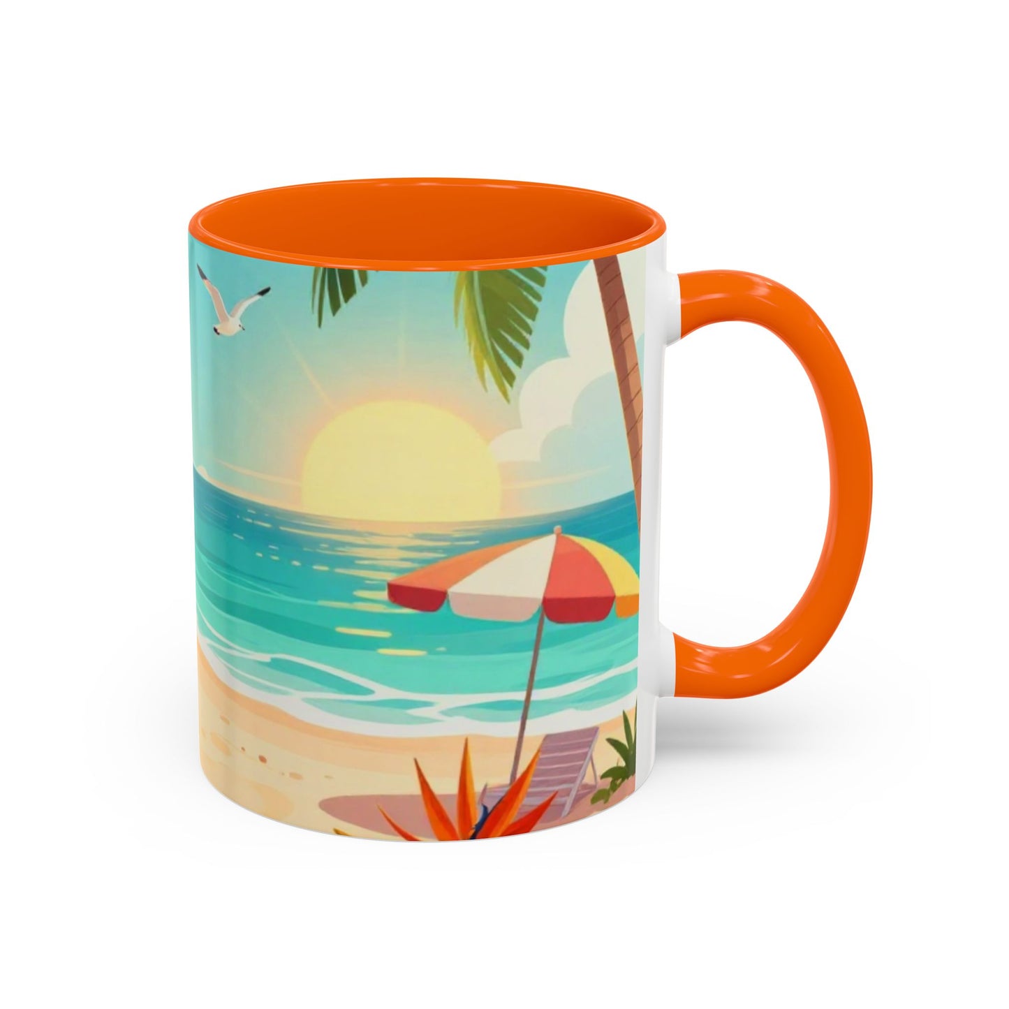 Beach Sunrise Coffee Mug — Tropical Ocean Scene Accent Mug (11/15oz)