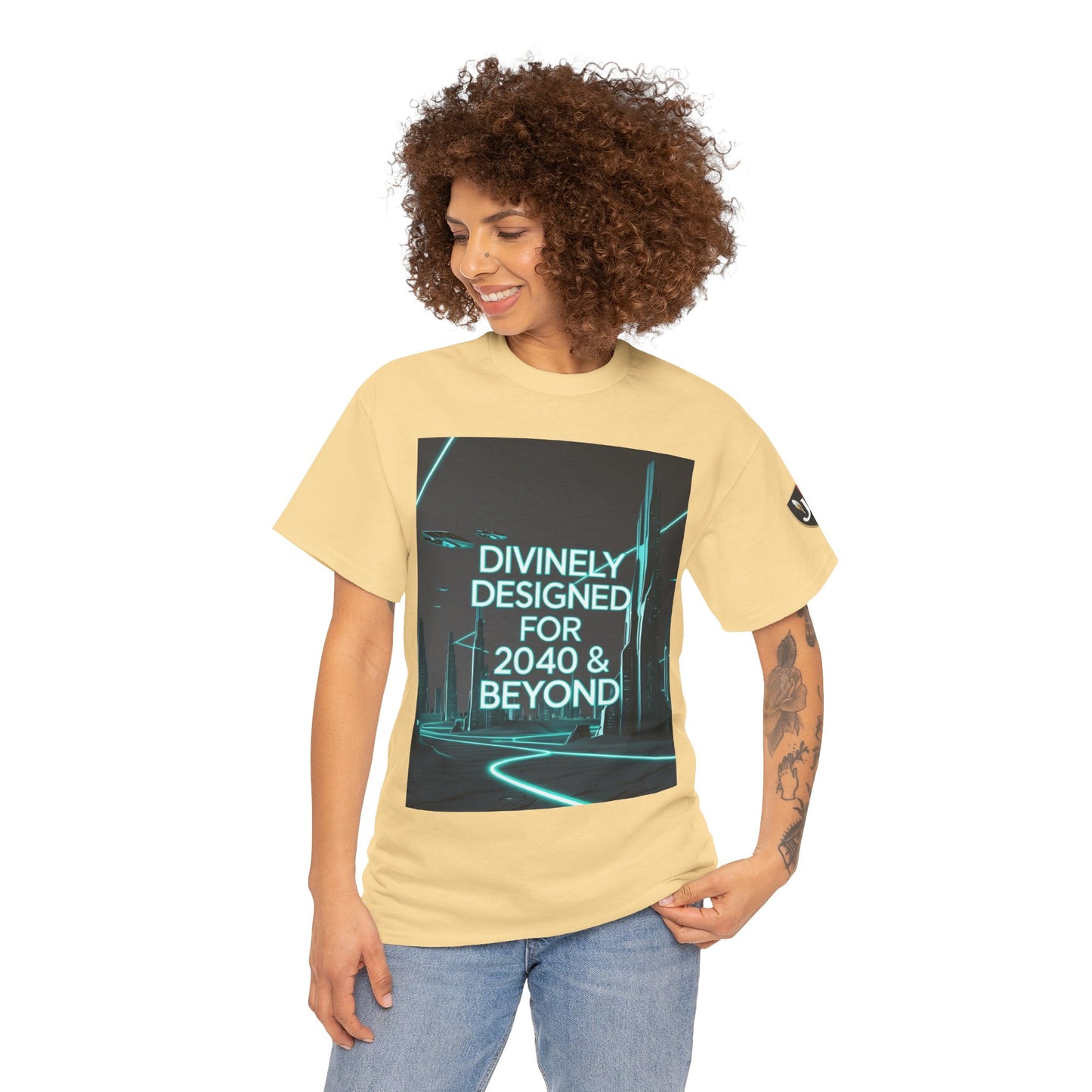 Futuristic Urban Tee for Tech Lovers - Unisex Heavy Cotton
