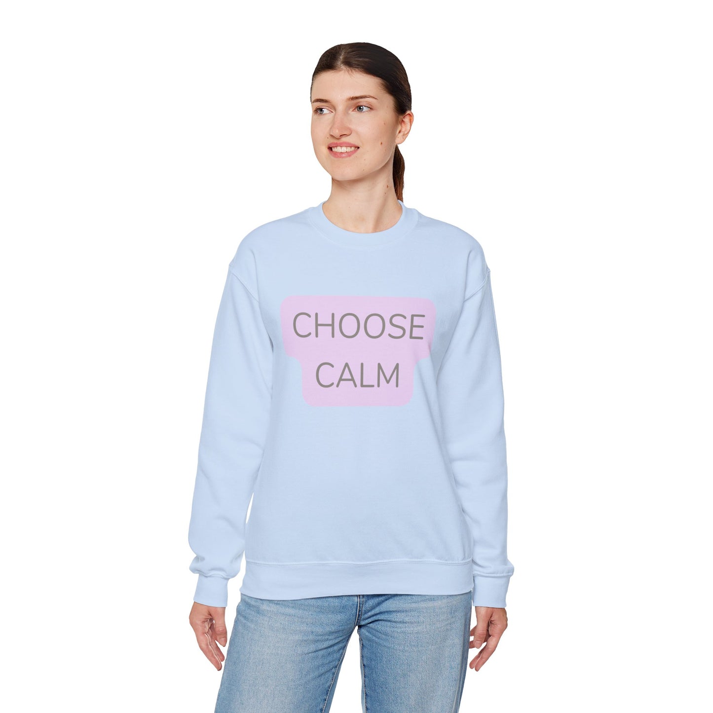 Crewneck Sweatshirt — "Choose Calm" Pastel Wellness Graphic