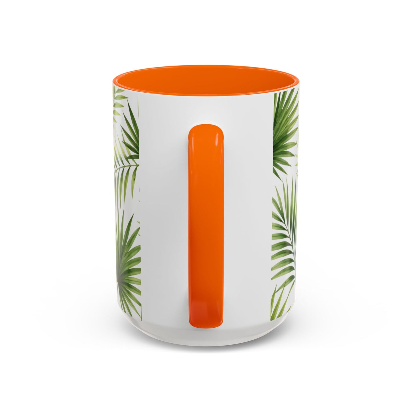 Tropical Palm Accent Coffee Mug – Green Leaf Pattern, 11/15oz
