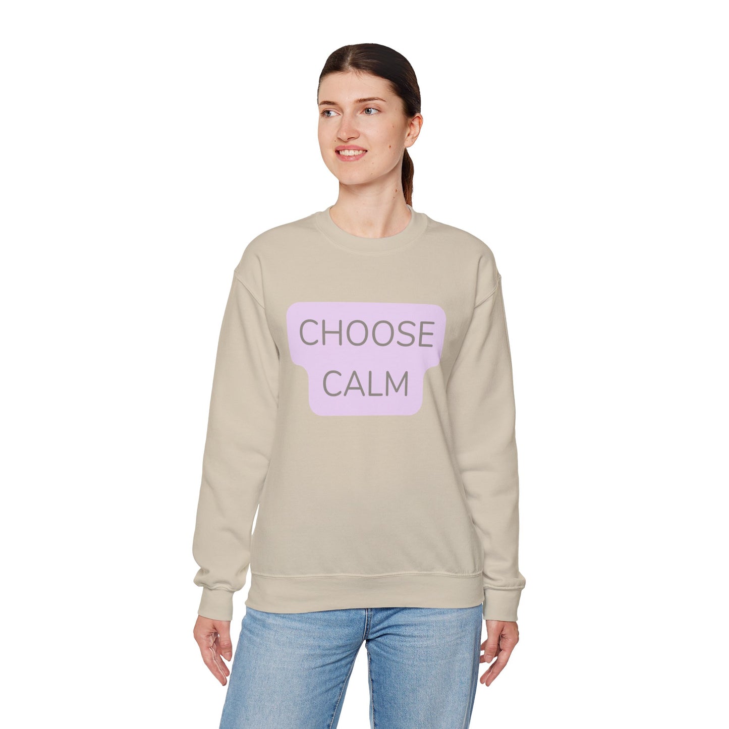 Crewneck Sweatshirt — "Choose Calm" Pastel Wellness Graphic