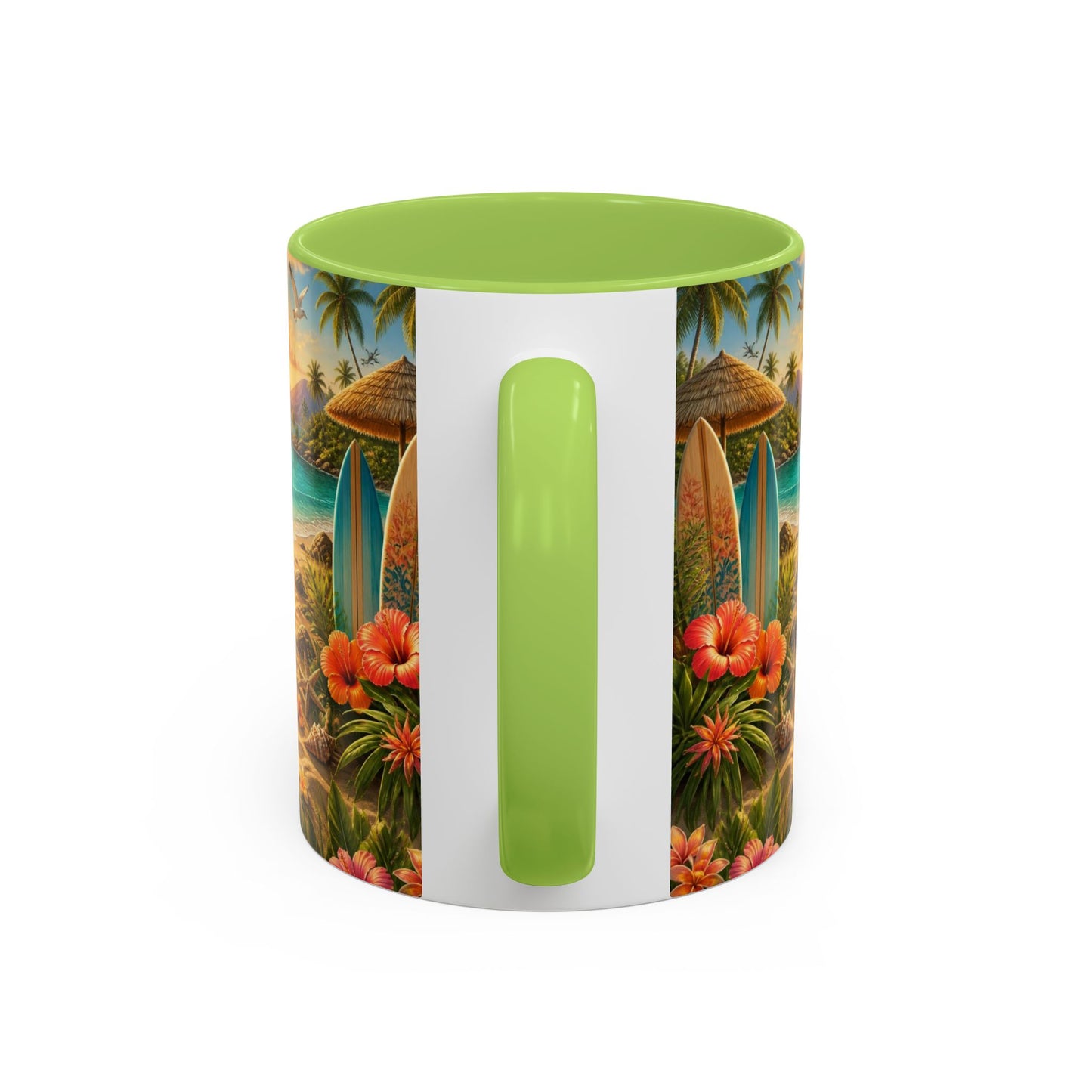 Tropical Beach Coffee Mug – Sunset Luau Hawaiian Floral Accent