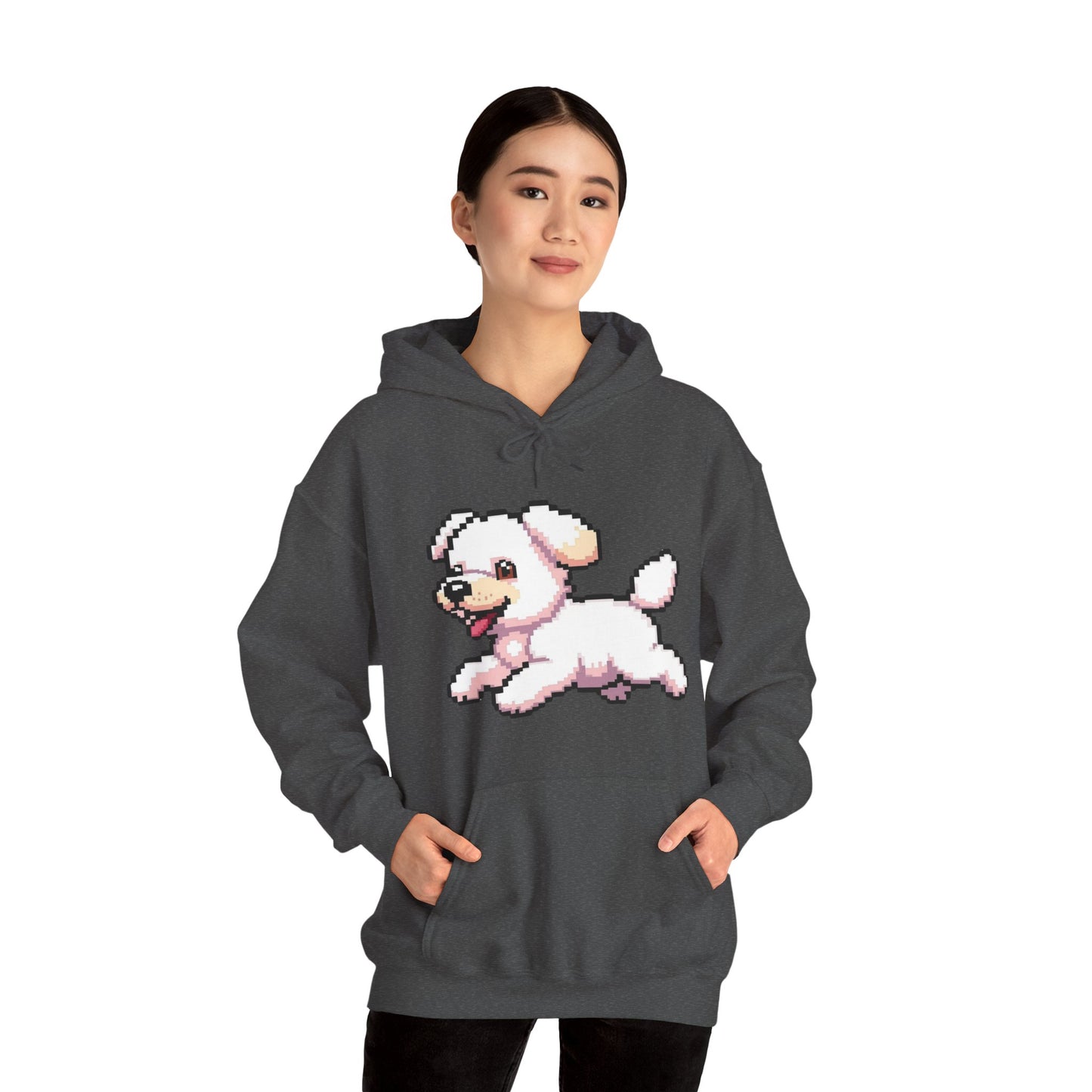 Pixelated Dog Unisex Hoodie, Cozy Pet Lover Sweatshirt, Cute Dog Design, Gift for Animal Lovers, Ideal for Casual Wear, Perfect for Holidays