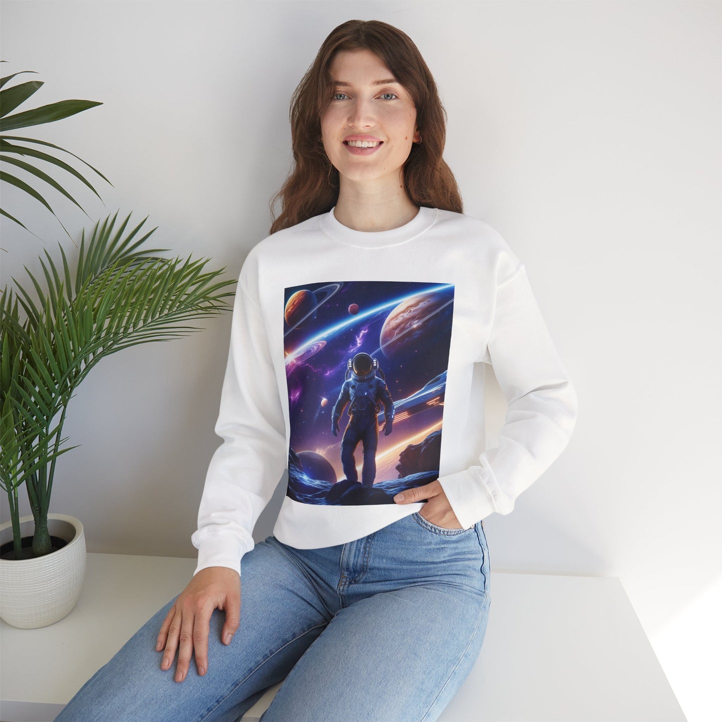 Cosmic Explorer Crewneck Sweatshirt - Space Design, Gift for Astronomy Lovers