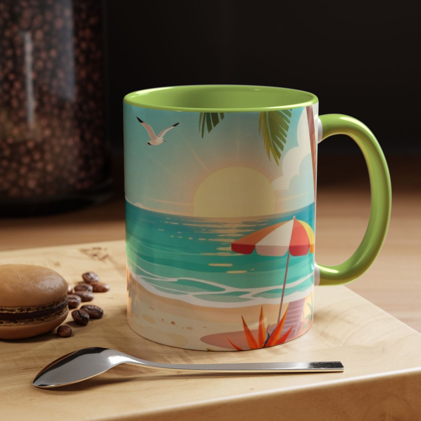 Beach Sunrise Coffee Mug — Tropical Ocean Scene Accent Mug (11/15oz)