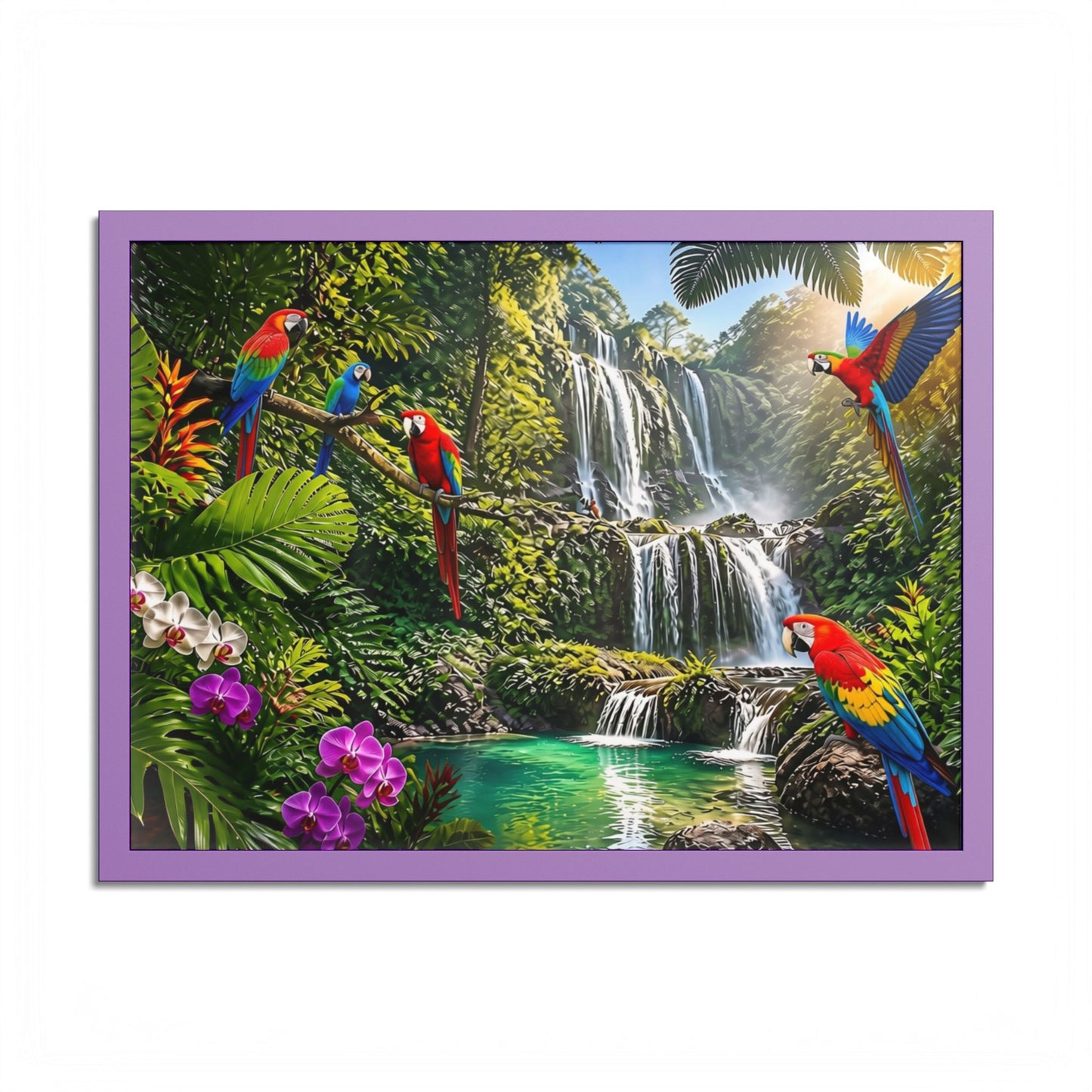 Tropical Waterfall Parrot Poster