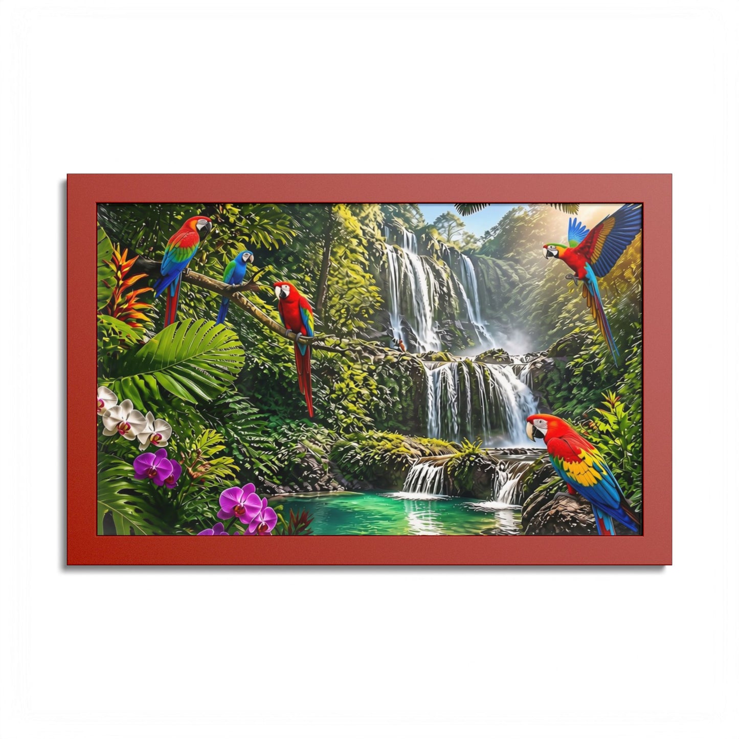 Tropical Waterfall Parrot Poster
