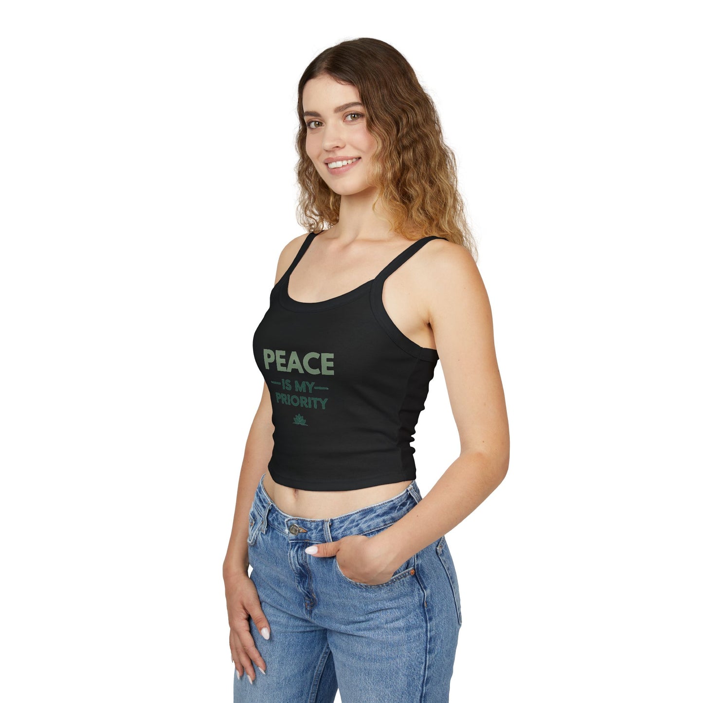 Peace Is My Priority Tank Top — Women's Spaghetti-Strap Crop