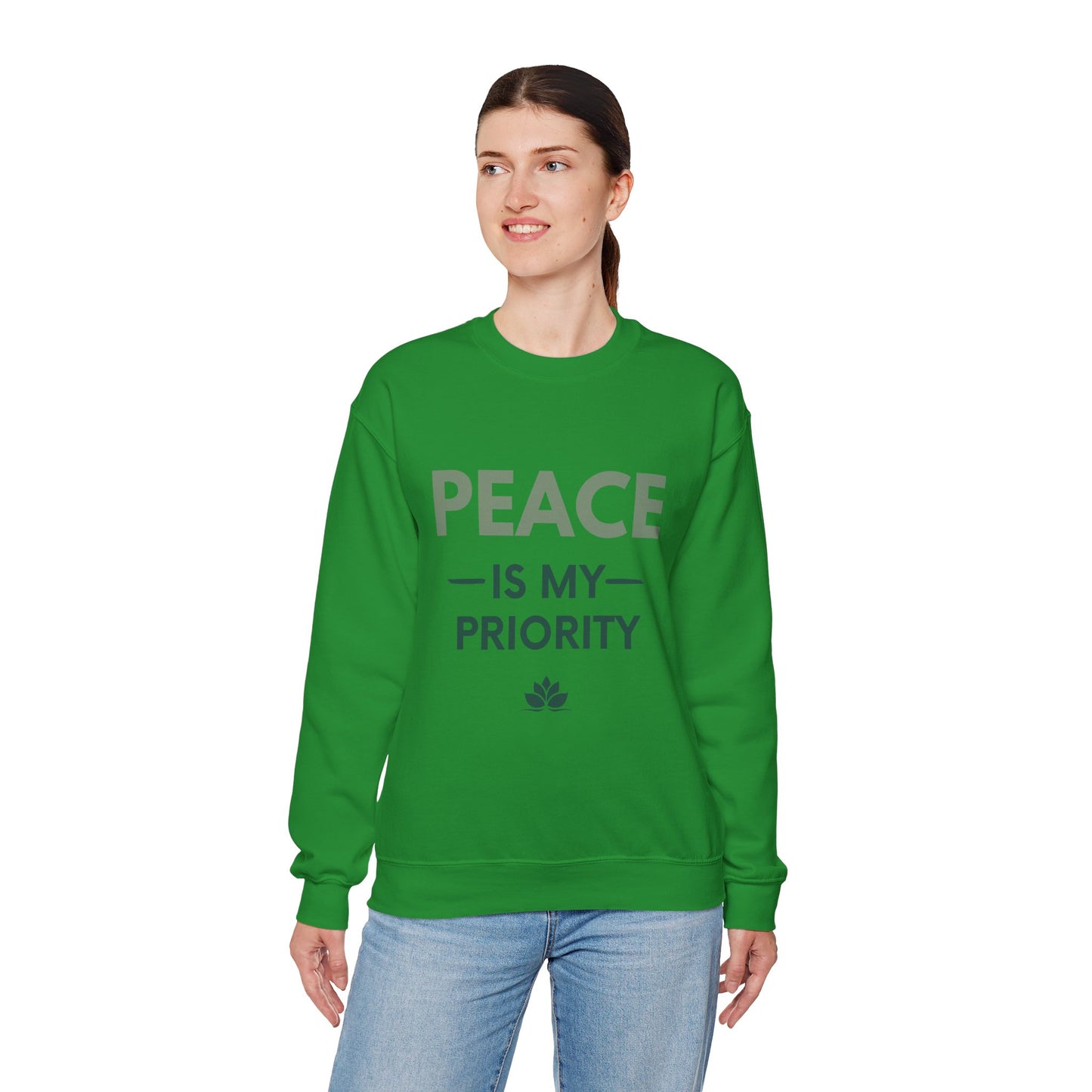 Peace Is My Priority Sweatshirt — Relaxed Crewneck Pullover for Mindfulness & Self-Care