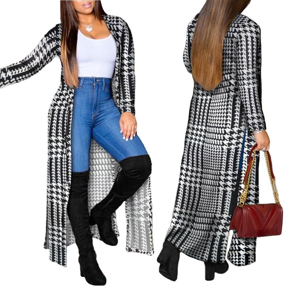 Women's Long Printed Cardigan – Lightweight Long Sleeve Layer